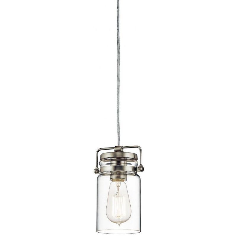 Brushed Nickel Mini Pendant with Clear Glass Shade