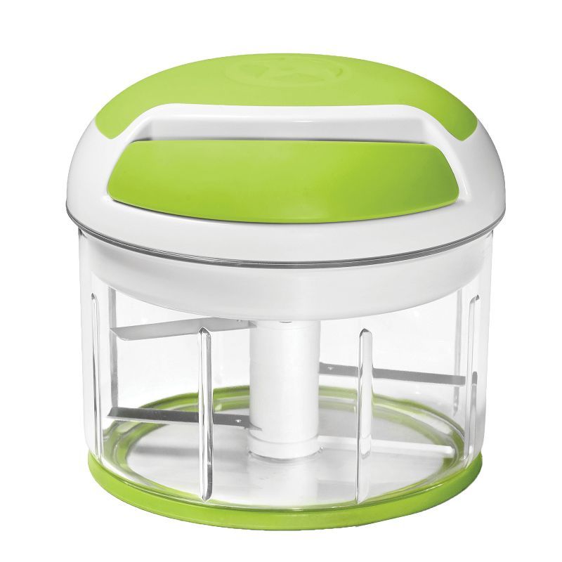 Green and White Manual Pull Food Chopper with 3 Blades