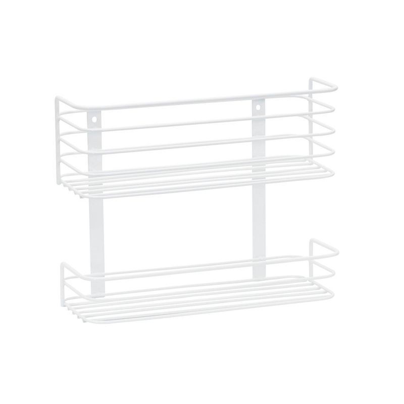 White 2-Tier Steel Wire Basket Door Mount Organizer