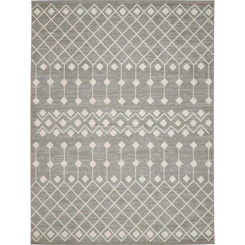 Moroccan Diamond Charcoal 7'10" x 9'10" Synthetic Area Rug