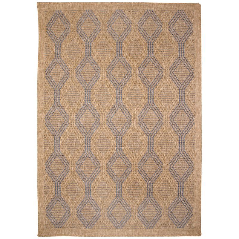 Navy Geometric Flat Woven Synthetic Indoor/Outdoor Rug 6'6" x 9'4"