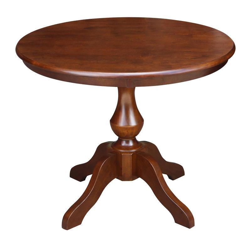 Espresso Round Solid Wood Traditional Dining Table - 38"