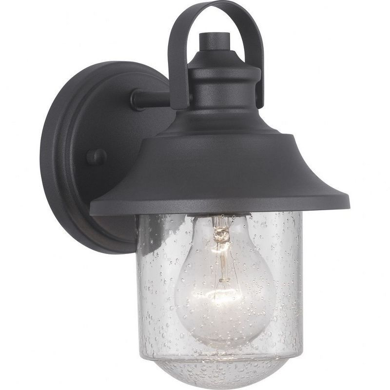 Pewter Black Lantern Sconce with Clear Seeded Glass