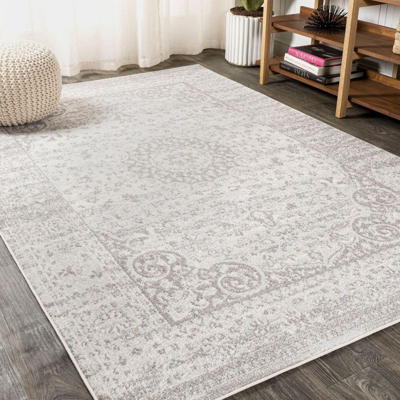 Medallion Mirage Gray and Cream 8' x 10' Synthetic Area Rug