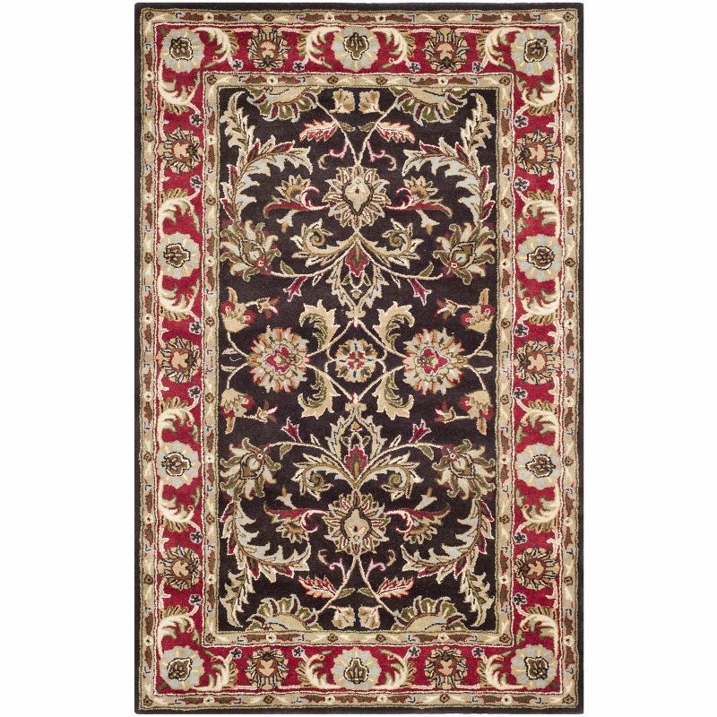 Heritage Chocolate and Red Hand-Tufted Wool 6' x 9' Area Rug