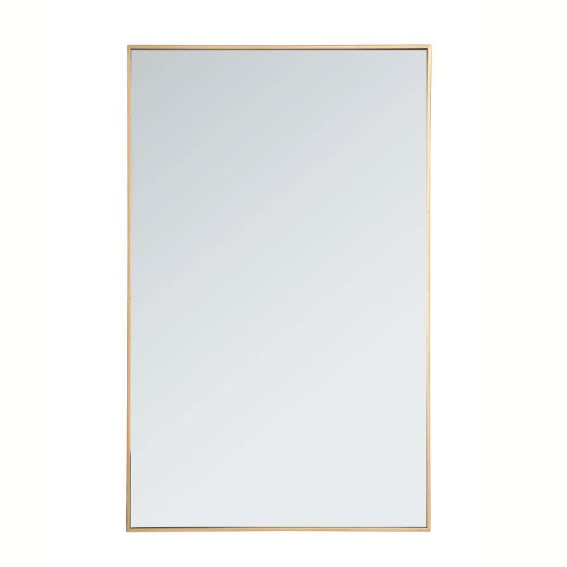 Elegant Contemporary 30x48 Metal Frame Mirror in Brass