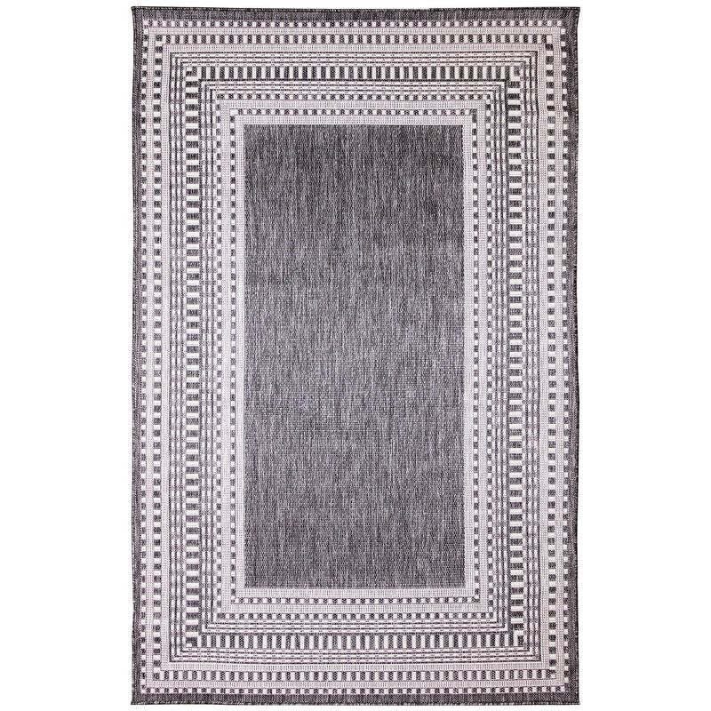 Charcoal Round Flat Woven Synthetic Indoor/Outdoor Rug