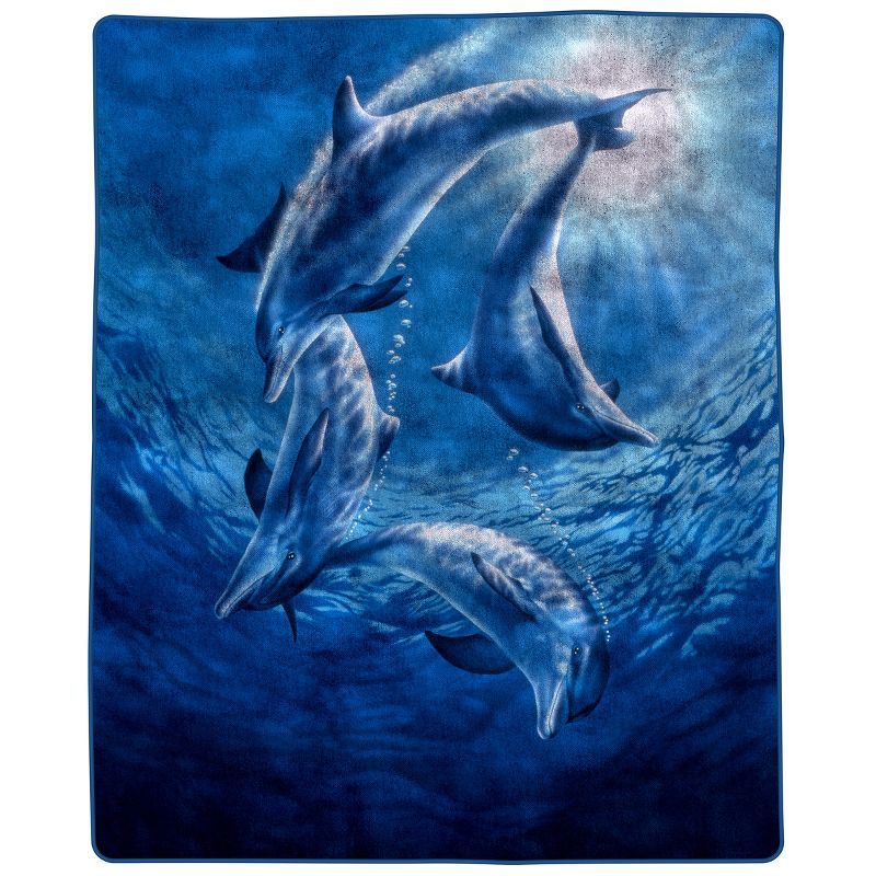 Ocean Dolphins Blue Fleece Weighted Blanket 8 Lb