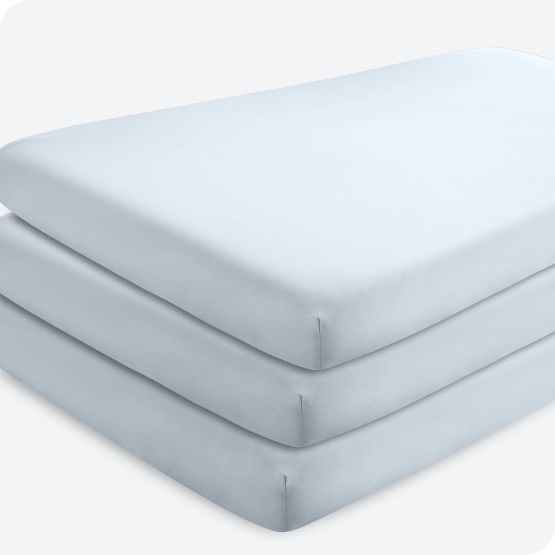 Sky Blue Ultra-Soft Microfiber Crib Fitted Sheets - 3 Pack