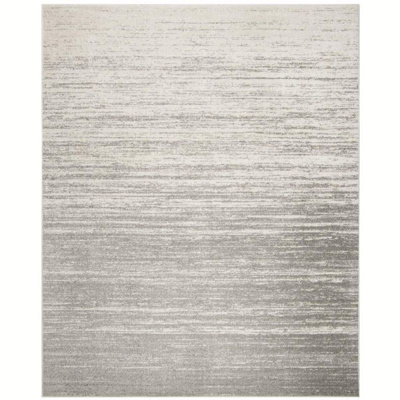 Light Grey and Grey Synthetic Reversible 8' x 10' Area Rug