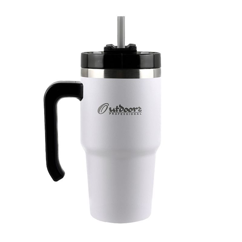 Outdoors Professional 20-Oz. White Stainless Steel Insulated Tumbler with Handle