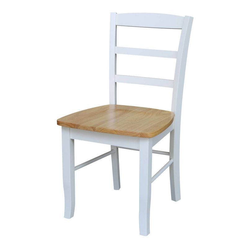 White and Natural Wood Ladderback Side Chair