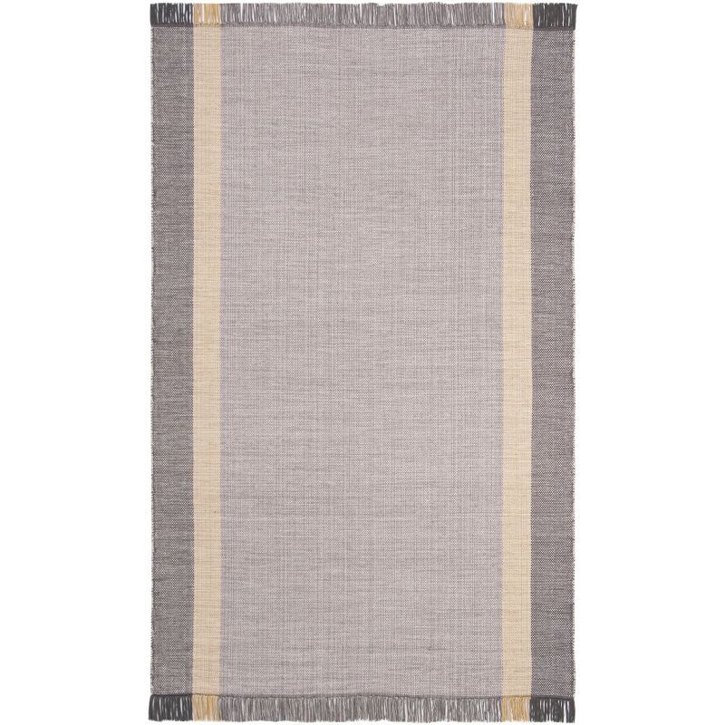 Handwoven Mustard & Grey Cotton Flatweave Rug - 5' x 8'