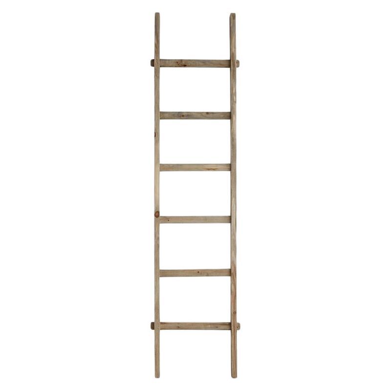 Rustic Natural Wood Decorative Ladder with 6 Rungs