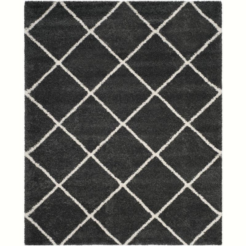 Hudson 8' x 10' Grey/Ivory Synthetic Shag Area Rug