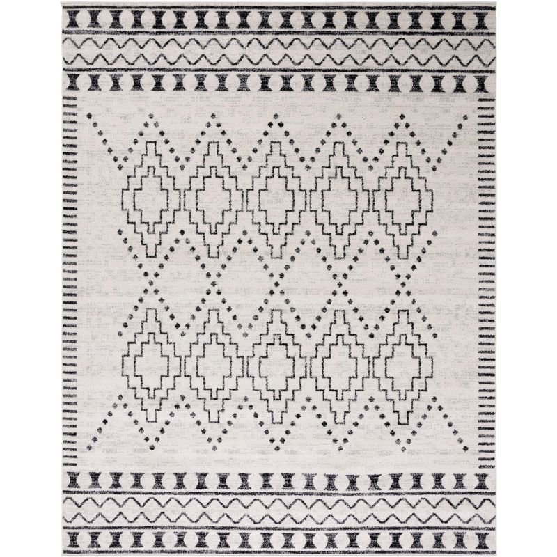 Boho-Chic Black and Ivory Hand-Knotted Round Area Rug