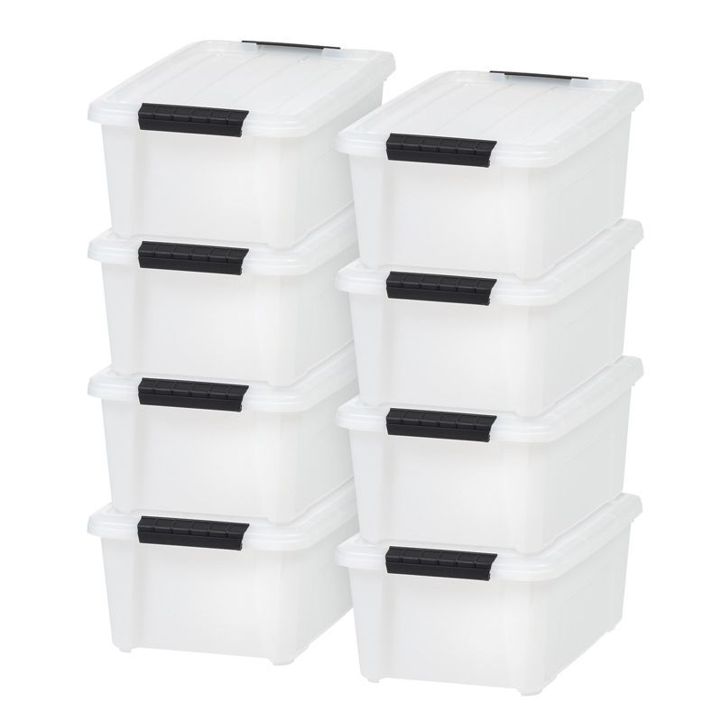 13.5 Quart White Stackable Plastic Storage Bins with Lids, 8 Pack