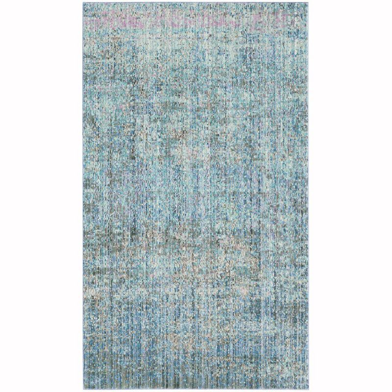 Mystique Blue and Multicolor Abstract Synthetic Area Rug