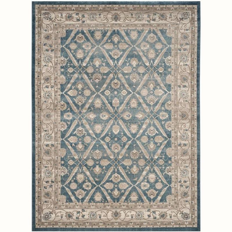 Elegant Sofia Blue & Beige Hand-Knotted Synthetic Area Rug, 8' x 11'