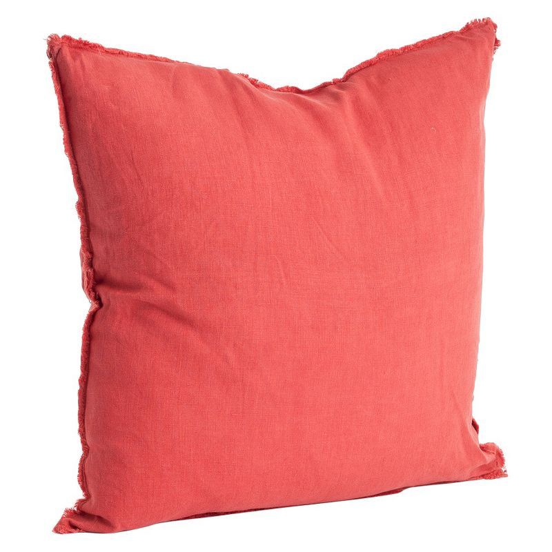 Rouge 20" Square Fringed Linen Throw Pillow