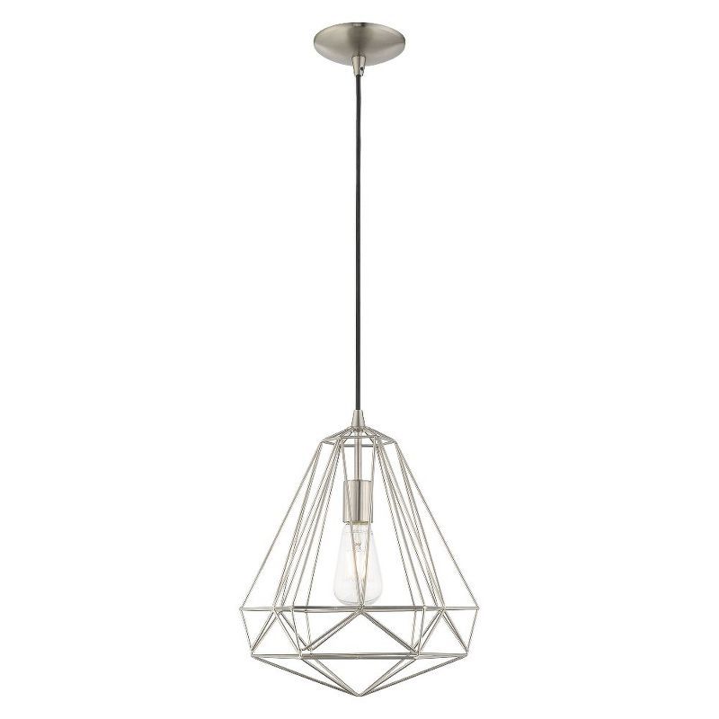 Contemporary Brushed Nickel Mini Pendant with Geometric Shade