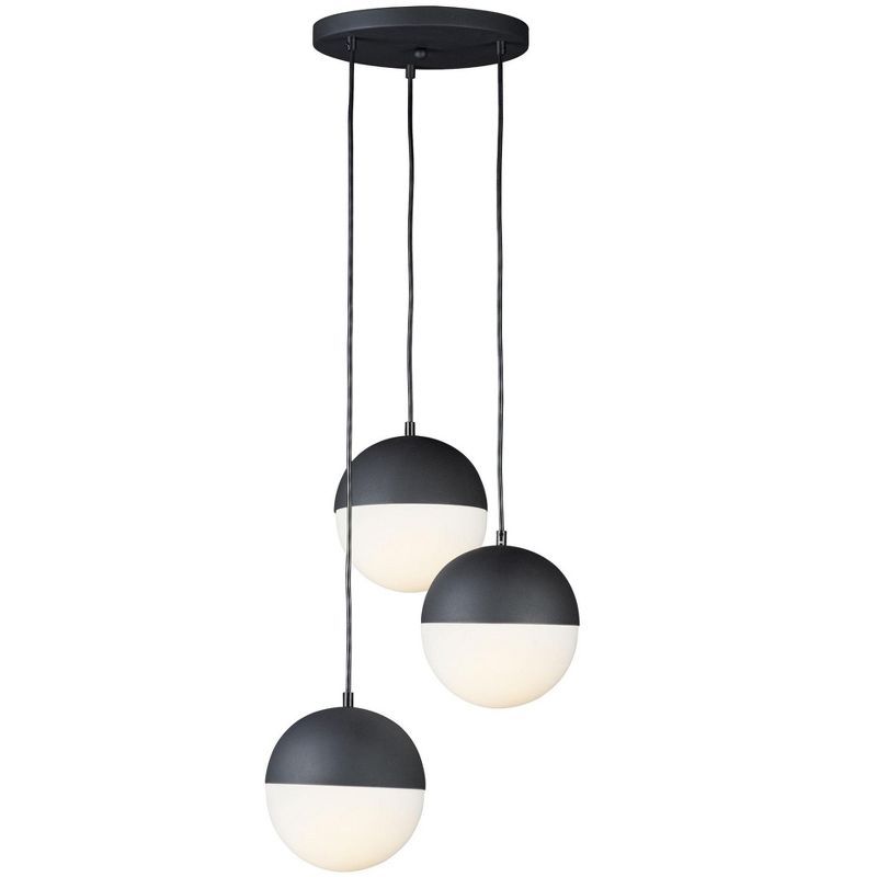 Satin White Glass & Black Nickel Globe Island LED Pendant