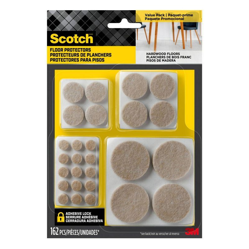 Scotch Beige Felt Furniture Pads Value Pack, 162 Pieces