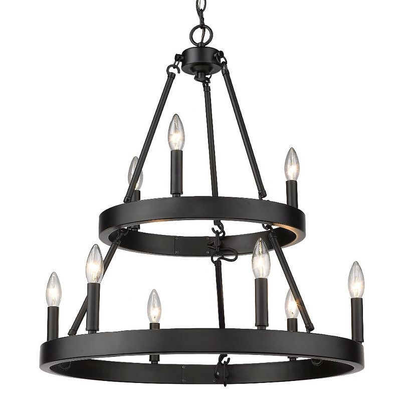 Matte Black 2-Tier 9-Light Transitional Chandelier