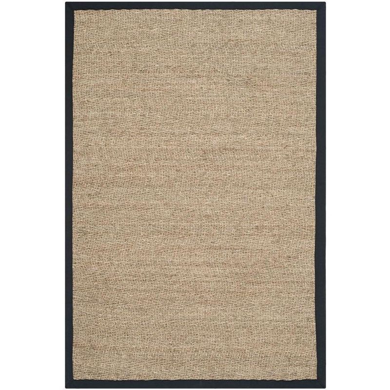 Reversible Herringbone Natural & Black Cotton Area Rug - 3' x 5'