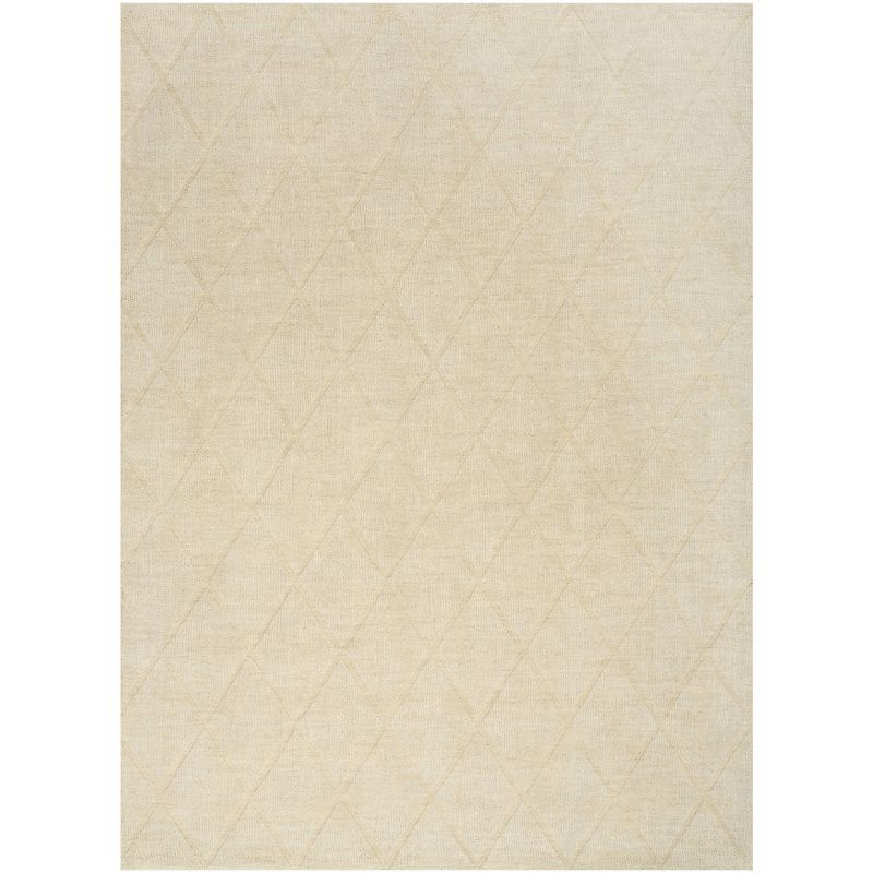 Ivory Geometric Handwoven Wool 5' x 7' Area Rug