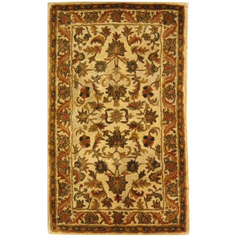 Gold and Beige Handmade Tufted Wool Area Rug, 3' x 5'