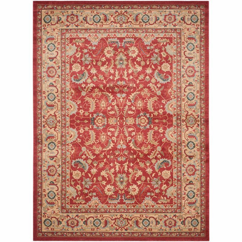 Elegant Red Synthetic 8' x 11' Traditional Persian Area Rug