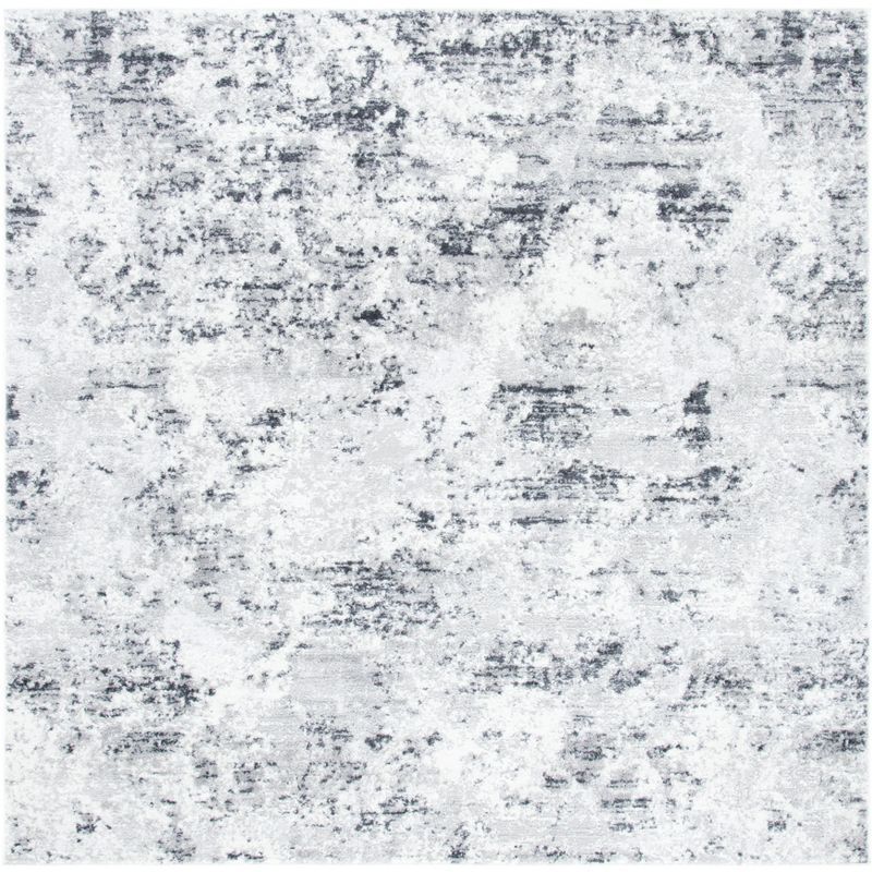 Amelia 6'7" Square Grey/Ivory Abstract Synthetic Area Rug
