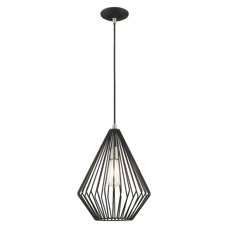 Linz Black Steel Geometric Mini Pendant Light - 21" Height