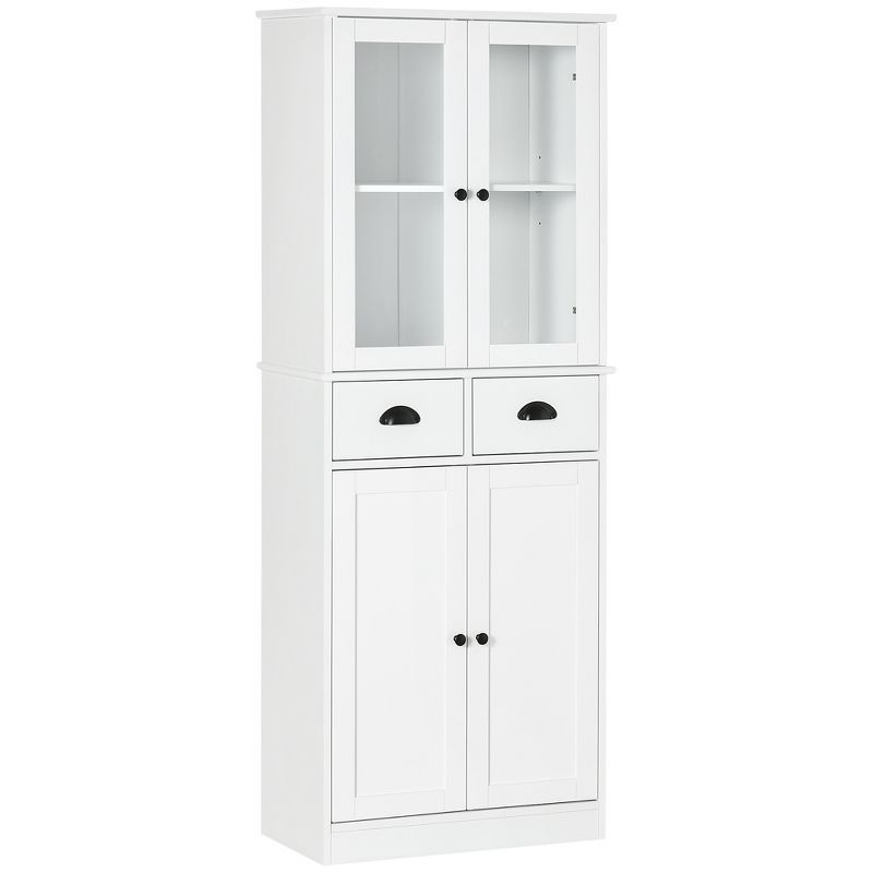 White 61" Freestanding Kitchen Pantry Cabinet with Adjustable Shelves