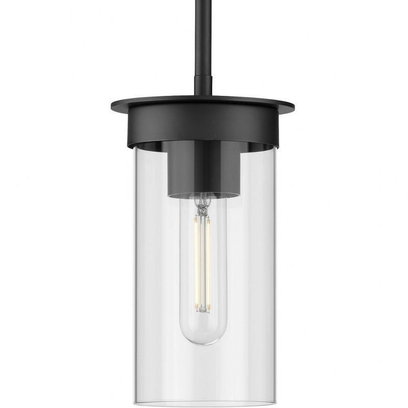 Kellwyn Matte Black and Clear Glass Mini-Pendant Light