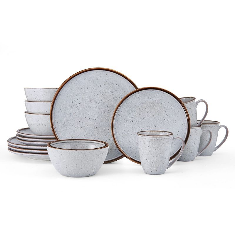 Barrett White Speckled Ceramic 16-Piece Dinnerware Set, Service for 4