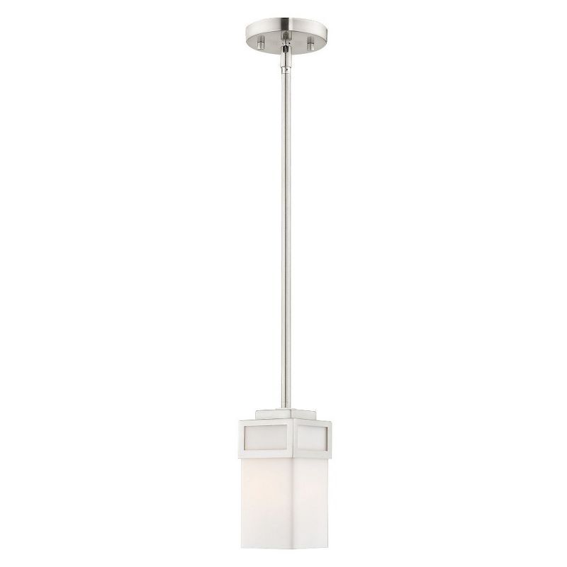 Harding Brushed Nickel Mini Pendant with Satin Opal White Glass