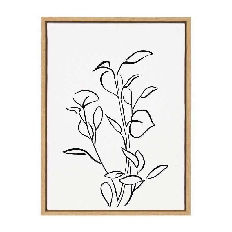 Natural Framed Botanical Sketch Print on Canvas, 18 x 24