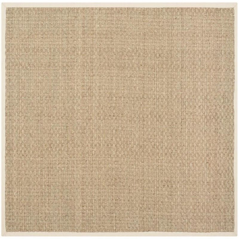 Hand-Knotted Cotton Natural Fiber 3' Square Area Rug in Beige