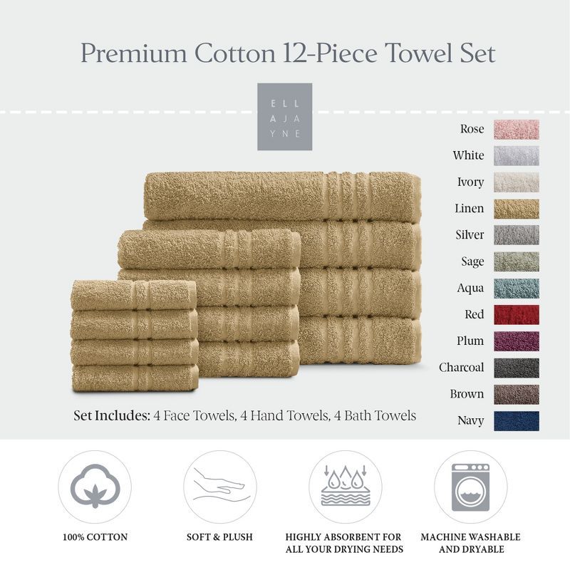 Ella Jayne Linen 12-Piece Cotton Towel Set