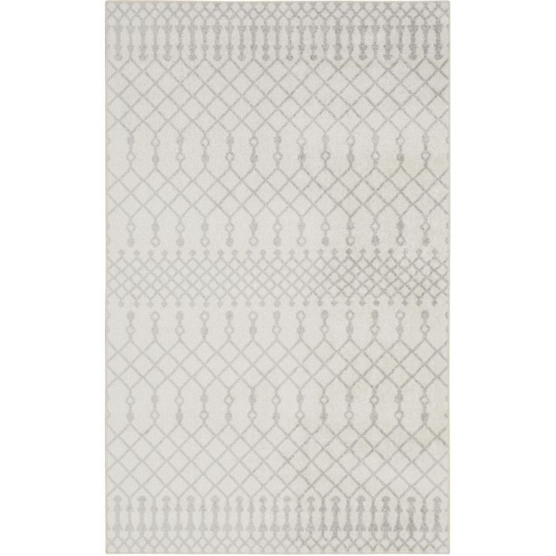 Astra Ivory Trellis 4' Round Synthetic Easy-Care Area Rug