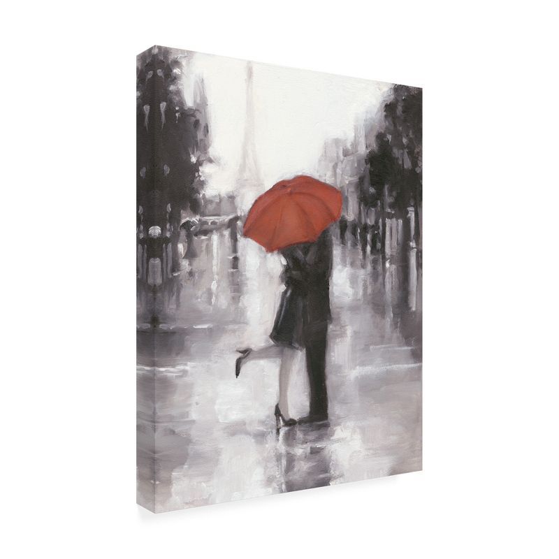 Ethan Harper Romantic Couple with Red Umbrella Canvas Art