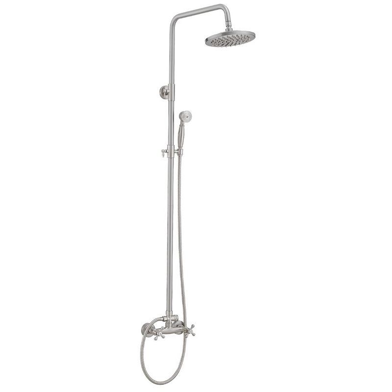 Adjustable Nickel Dual Head Rain Shower System with Handheld