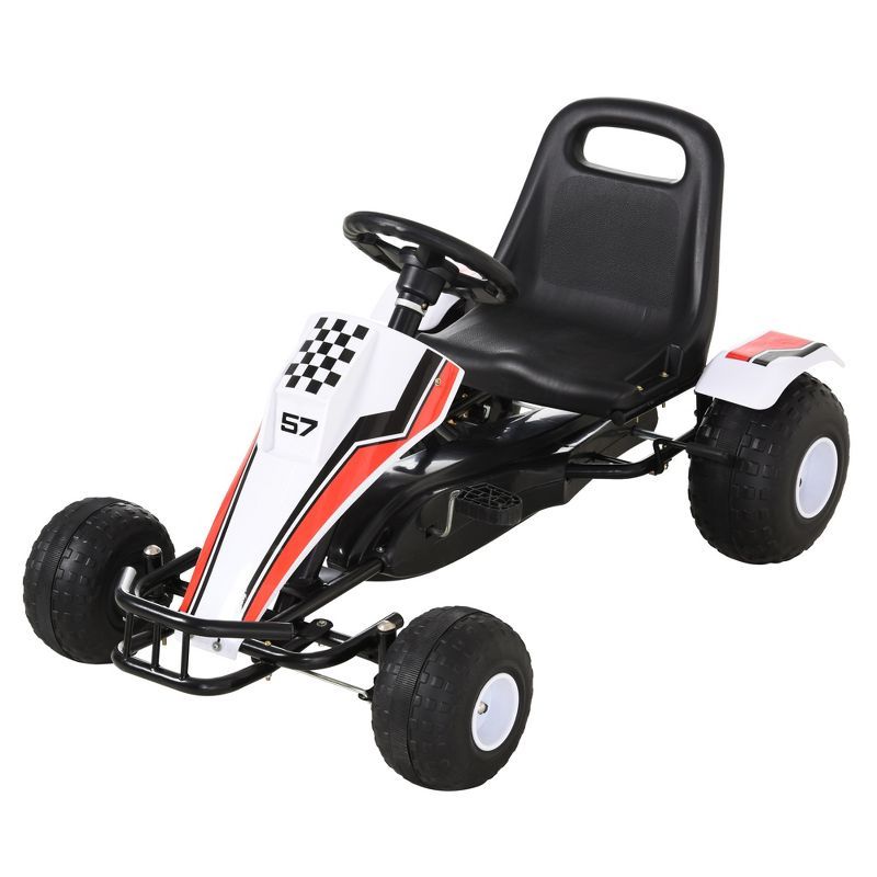 Aosom White and Black Pedal Go Kart with Adjustable Seat