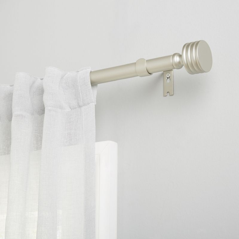 Lucero Matte Nickel Adjustable Curtain Rod with Stacked Cylinder Finials