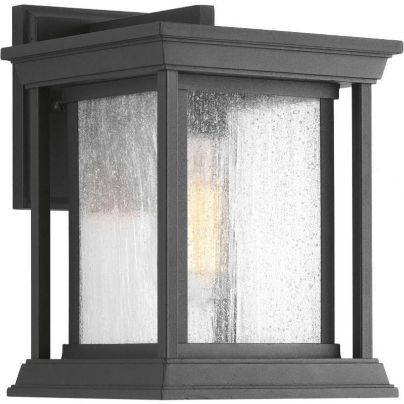 Endicott Black Craftsman Outdoor Wall Lantern with Seeded Glass