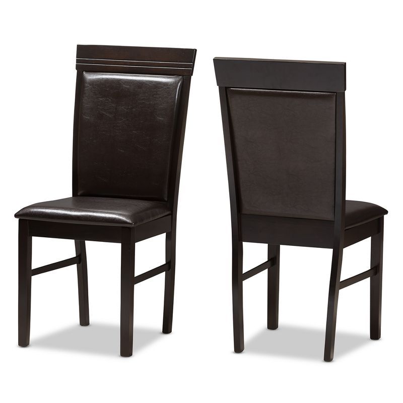 Set of 2 Thea Dark Brown Faux Leather Parsons Side Chairs