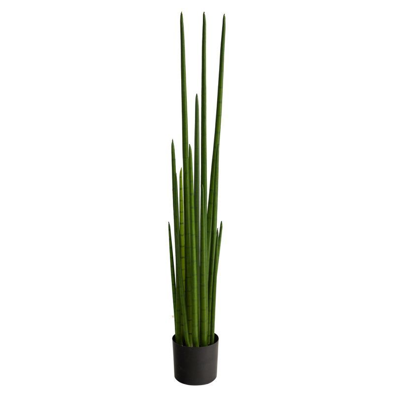 Minimalist 5ft Sansevieria Silk Artificial Plant in Black Planter