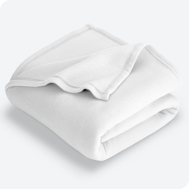 Full/Queen White Premium Fleece Reversible Blanket